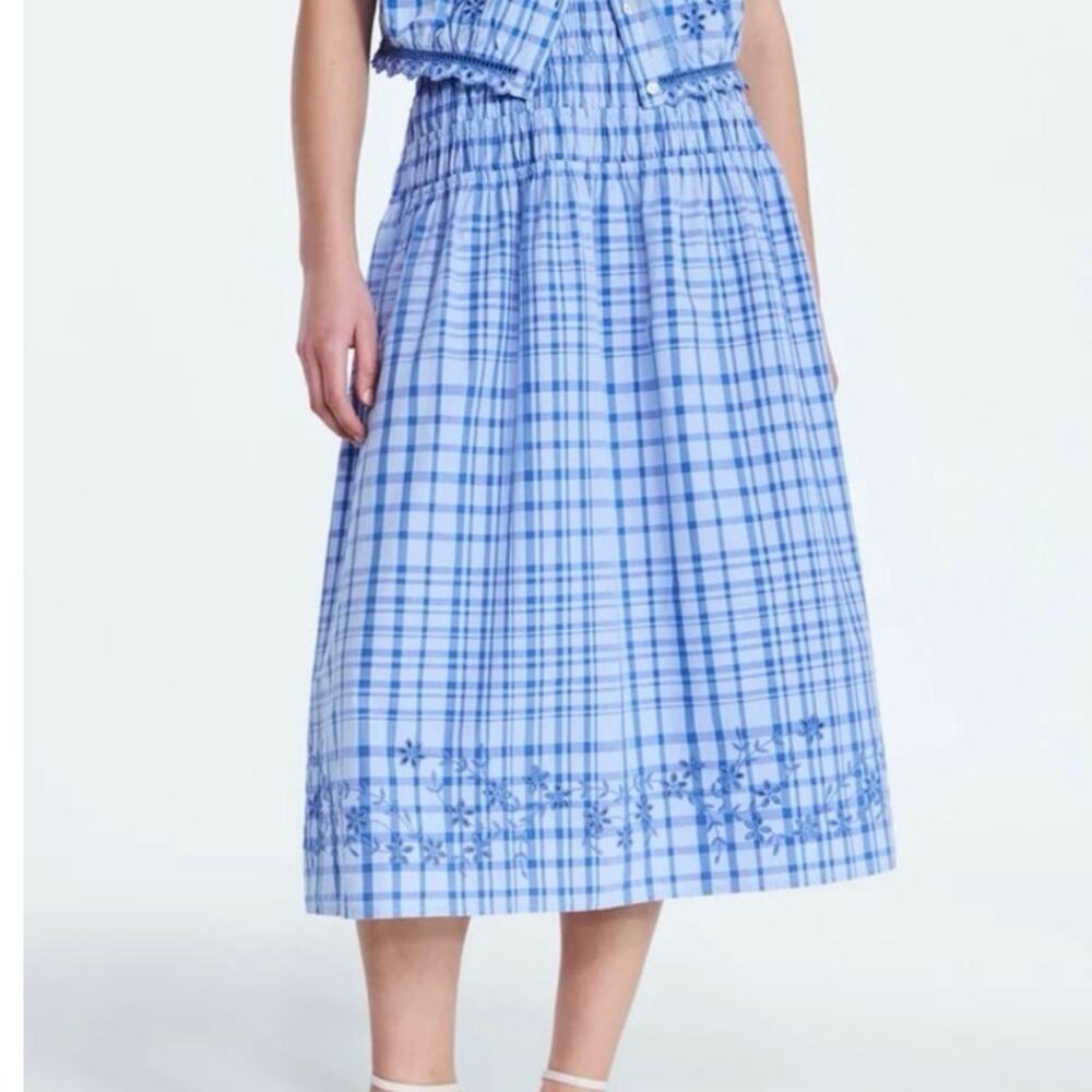 Free Assembly Blue Plaid Midi Skirt Size XL